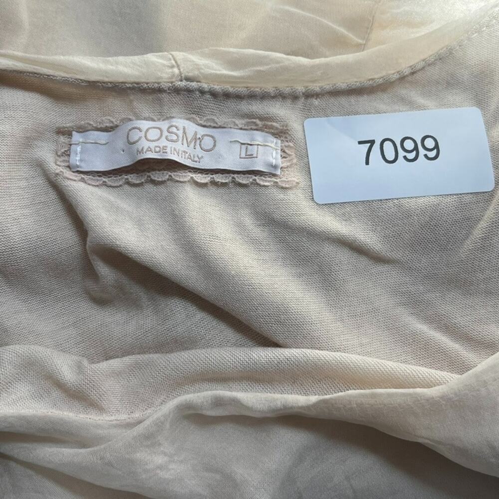 Cosmo Tank Top Size Large Beige Silk Flowy Sheer Overlay Delicate Made In Italy - Picture 13 of 13